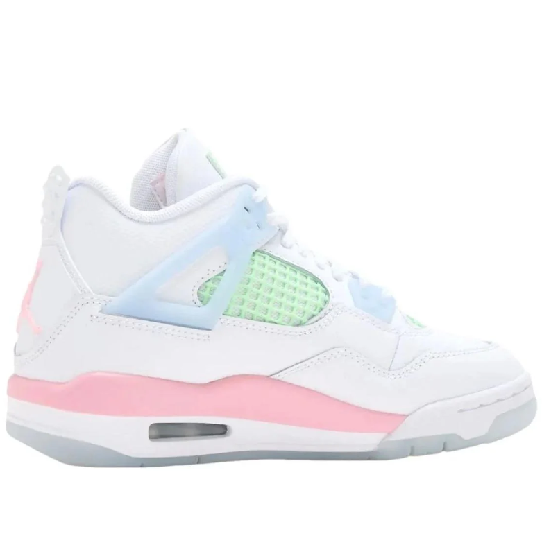 Air Jordan 4 Sneakers in White, Mint Green & Pastel Pink