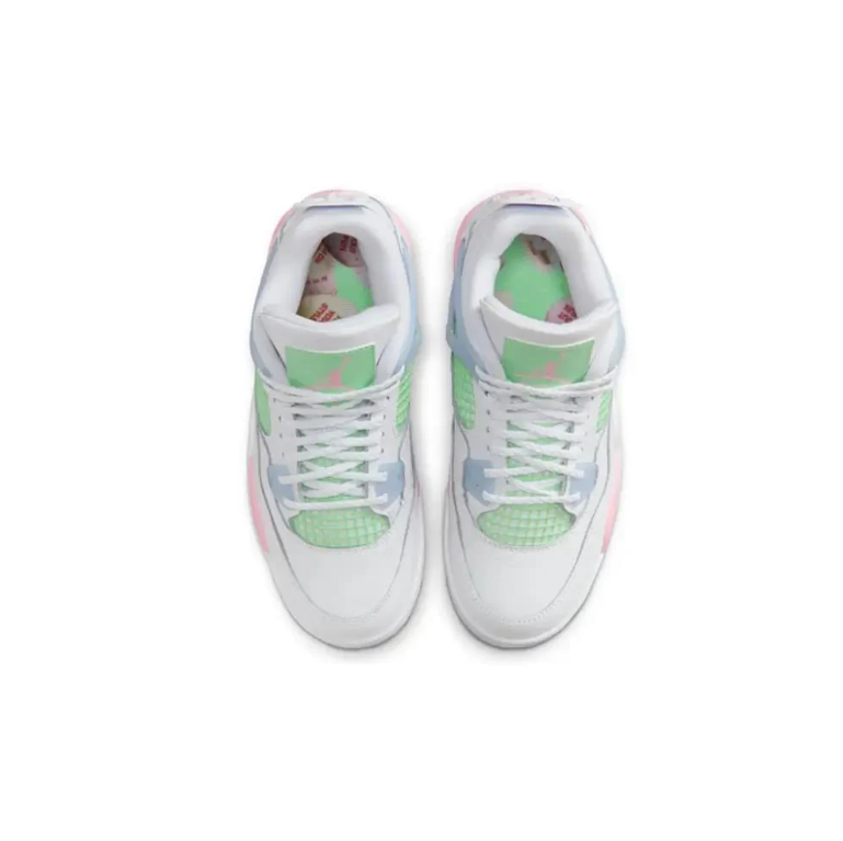 Air Jordan 4 Sneakers in White, Mint Green & Pastel Pink