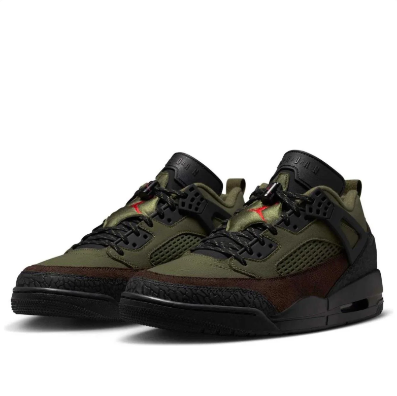 Air Jordan Spizike Low Sneakers in Olive Green, Brown & Black