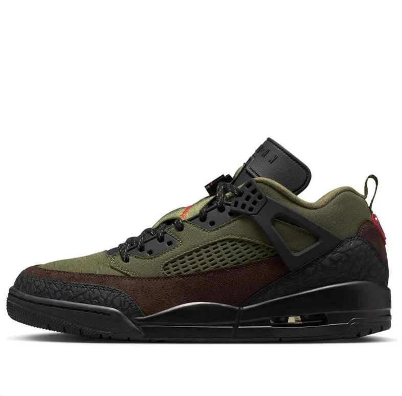 Air Jordan Spizike Low Sneakers in Olive Green, Brown & Black