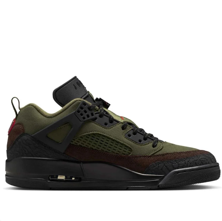 Air Jordan Spizike Low Sneakers in Olive Green, Brown & Black