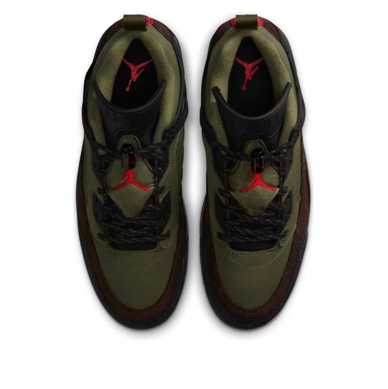 Air Jordan Spizike Low Sneakers in Olive Green, Brown & Black