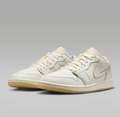 Air Jordan 1 Low Sneakers in White & Cream with Gum-Colored Soles