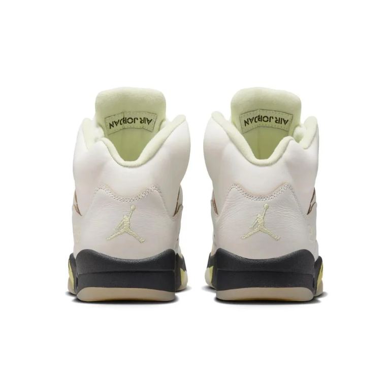Air Jordan 5 Sneakers in Cream, Black & Pale Yellow