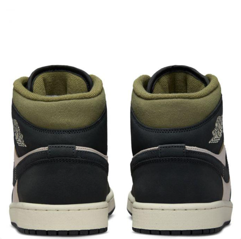 Air Jordan 1 Mid Sneakers in Black, Beige & Olive