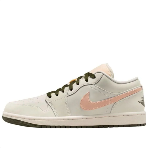 Air Jordan 1 Low Sneakers in Cream, Peach Pink & Olive