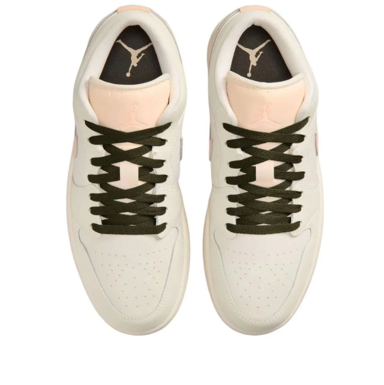 Air Jordan 1 Low Sneakers in Cream, Peach Pink & Olive