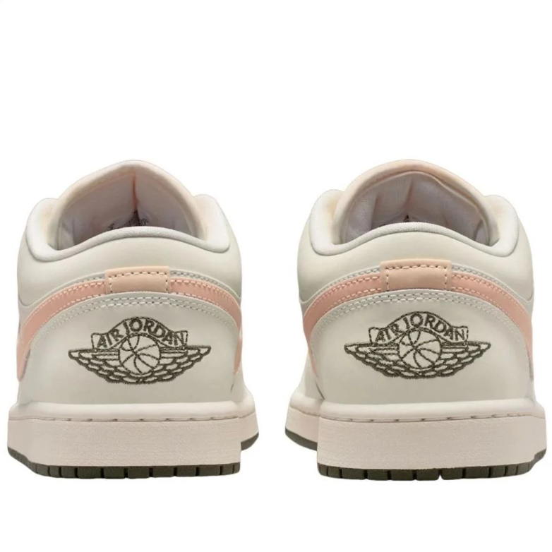 Air Jordan 1 Low Sneakers in Cream, Peach Pink & Olive