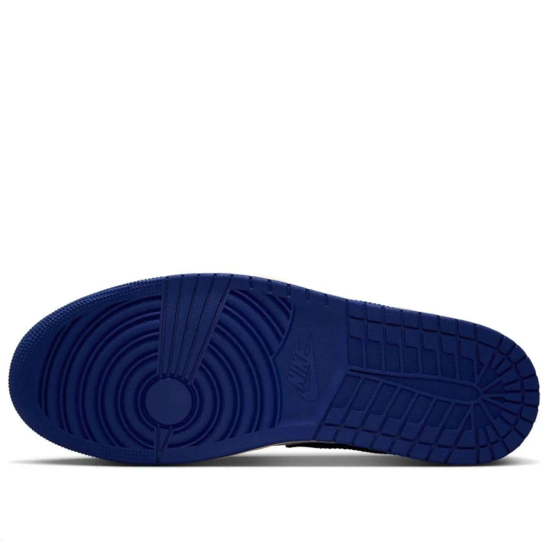 Air Jordan 1 Mid Sneakers in White, Navy Blue & Red