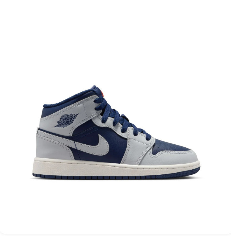 Air Jordan 1 Mid Sneakers in Navy Blue & Light Grey