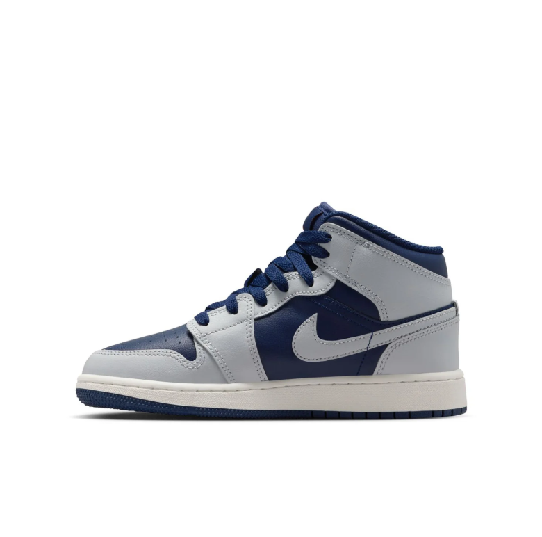 Air Jordan 1 Mid Sneakers in Navy Blue & Light Grey