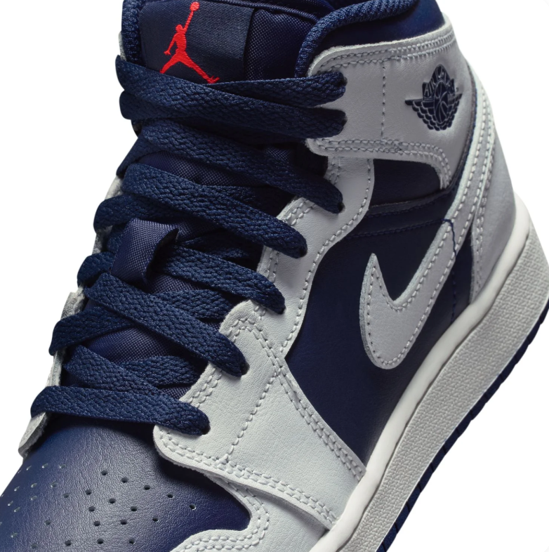 Air Jordan 1 Mid Sneakers in Navy Blue & Light Grey