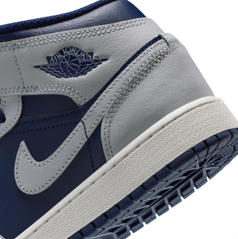Air Jordan 1 Mid Sneakers in Navy Blue & Light Grey