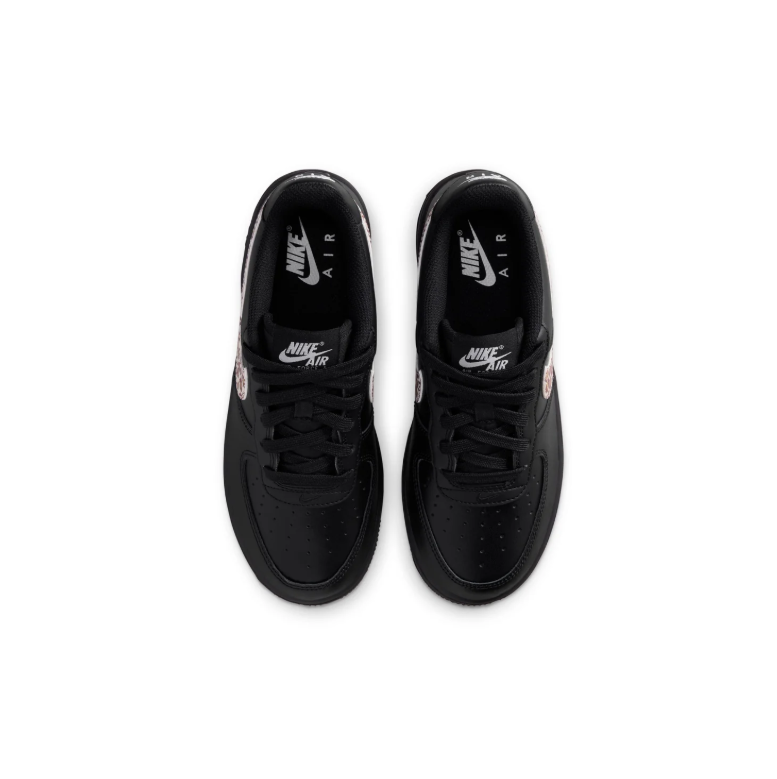 Nike Air Force 1 Low Sneakers in Black with Leopard-Print Swooshes